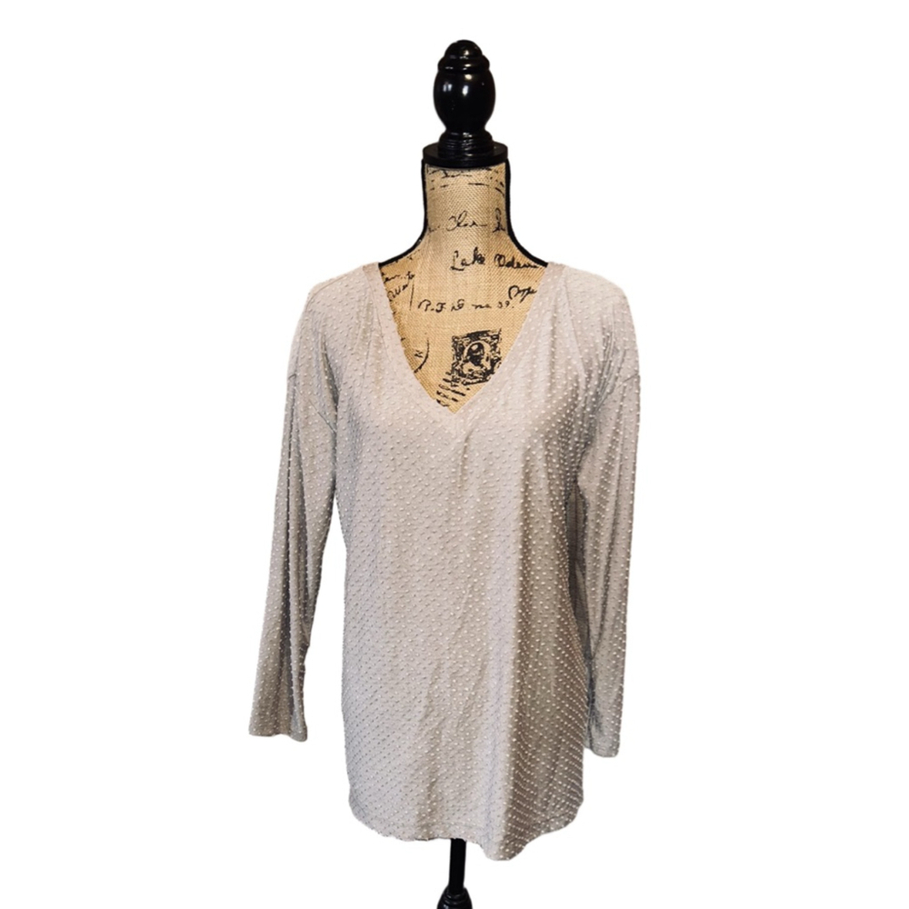 Womens Viamor Taupe Polka Dot Long Tunic Size M
